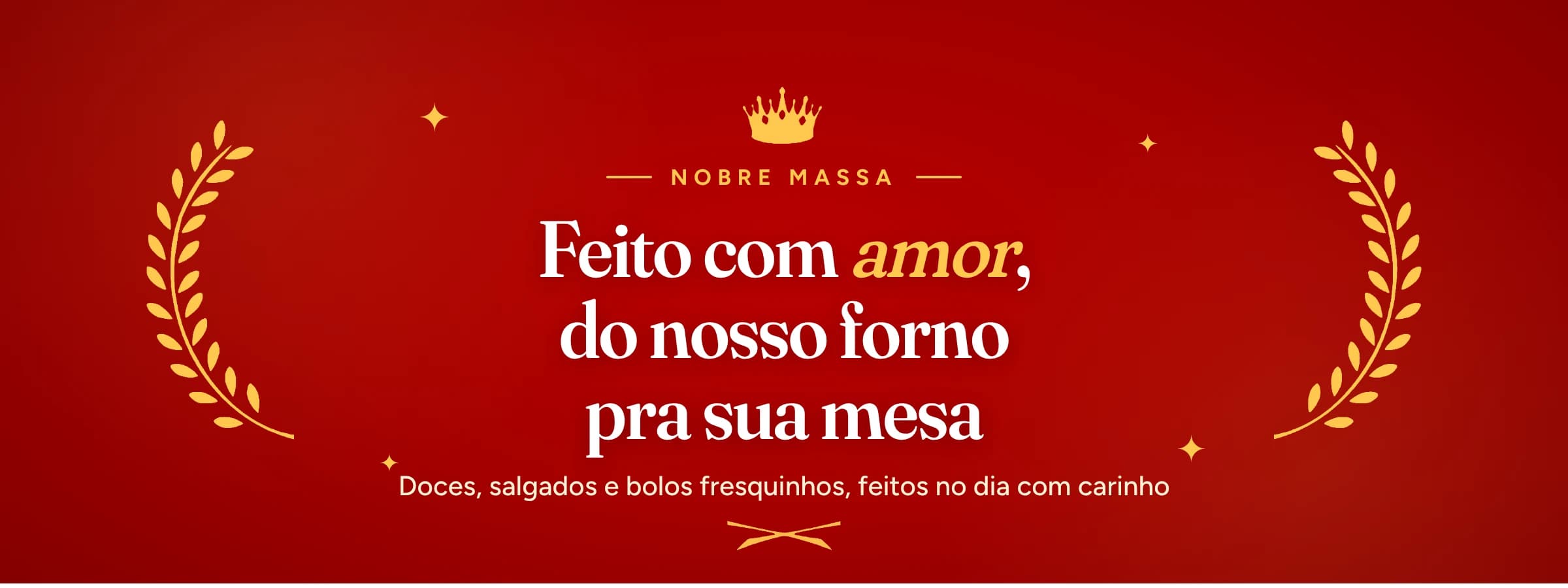 Feito com amor, do nosso forno pra sua mesa. Doces, salgados e bolos fresquinhos, feitos no dia com carinho.